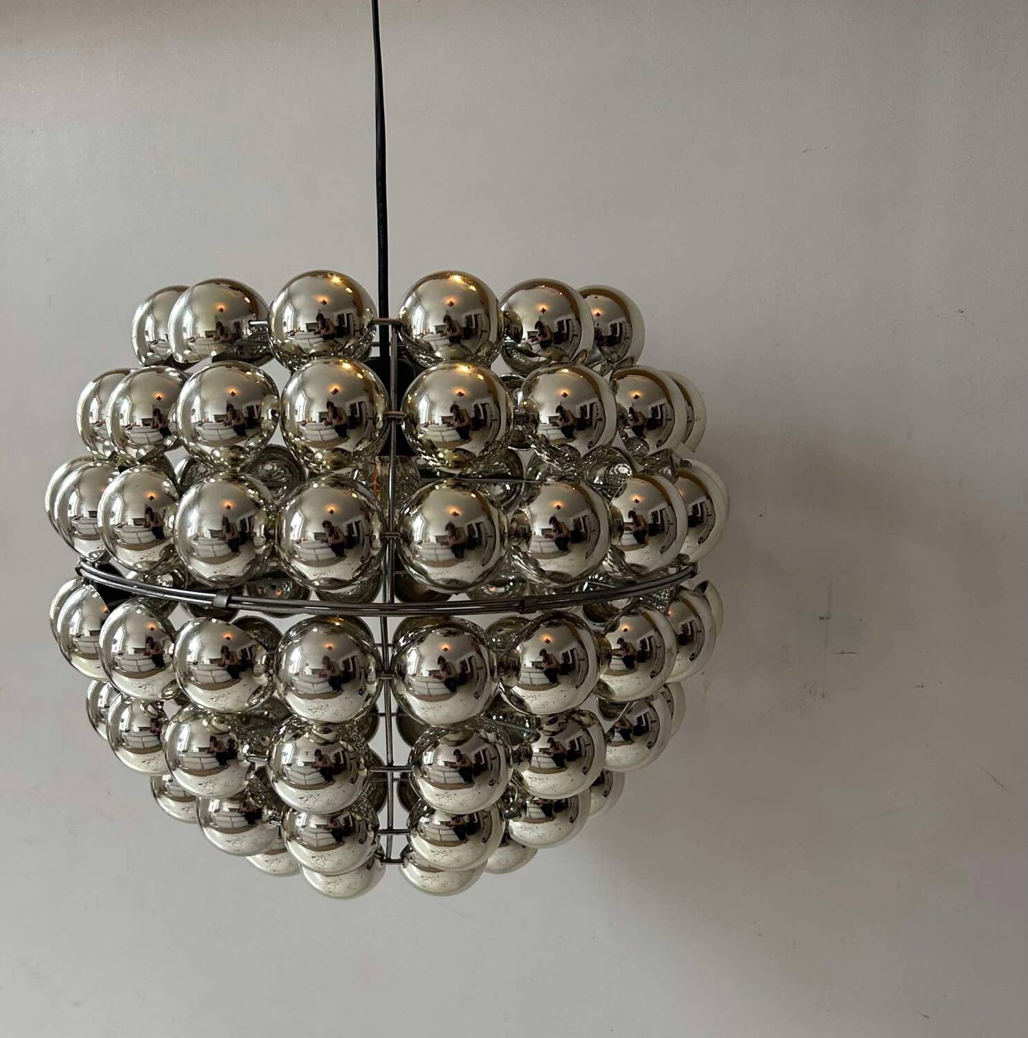 Vintage suspension, chrome half sphere, France 1970
