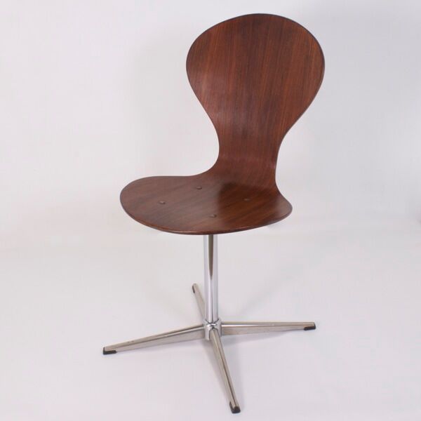 Vintage rotating chair in rosewood and chromed metal, 1950