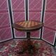 Pedestal table chessboard inlaid old pegs and staples