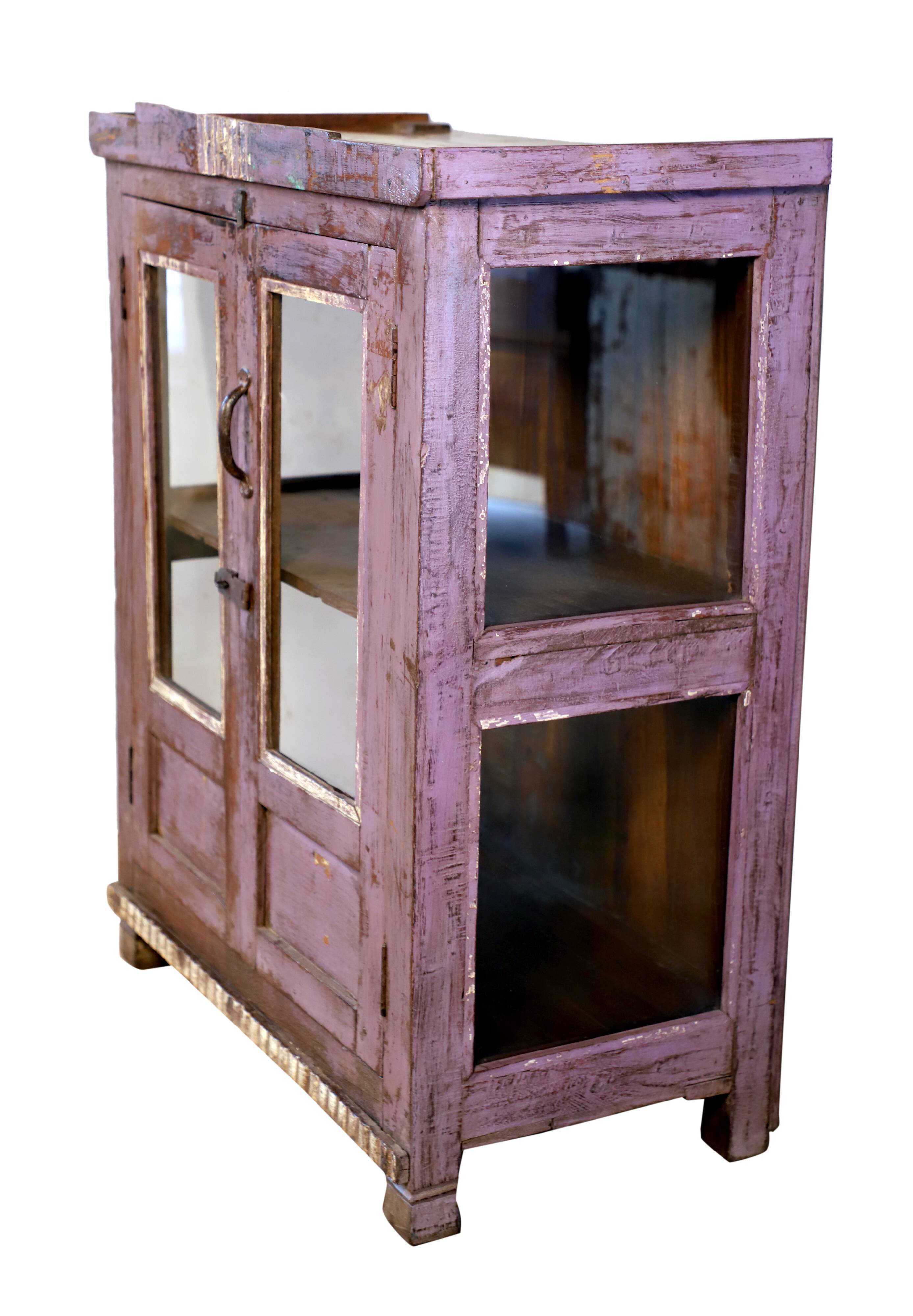 Antique Burmese teak sideboard with original mauve patina