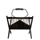 Vintage wooden and brass magazine rack