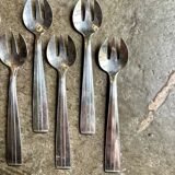 6 fourchettes à huîtres en métal argenté