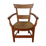 Fauteuil ancien en bois et paille