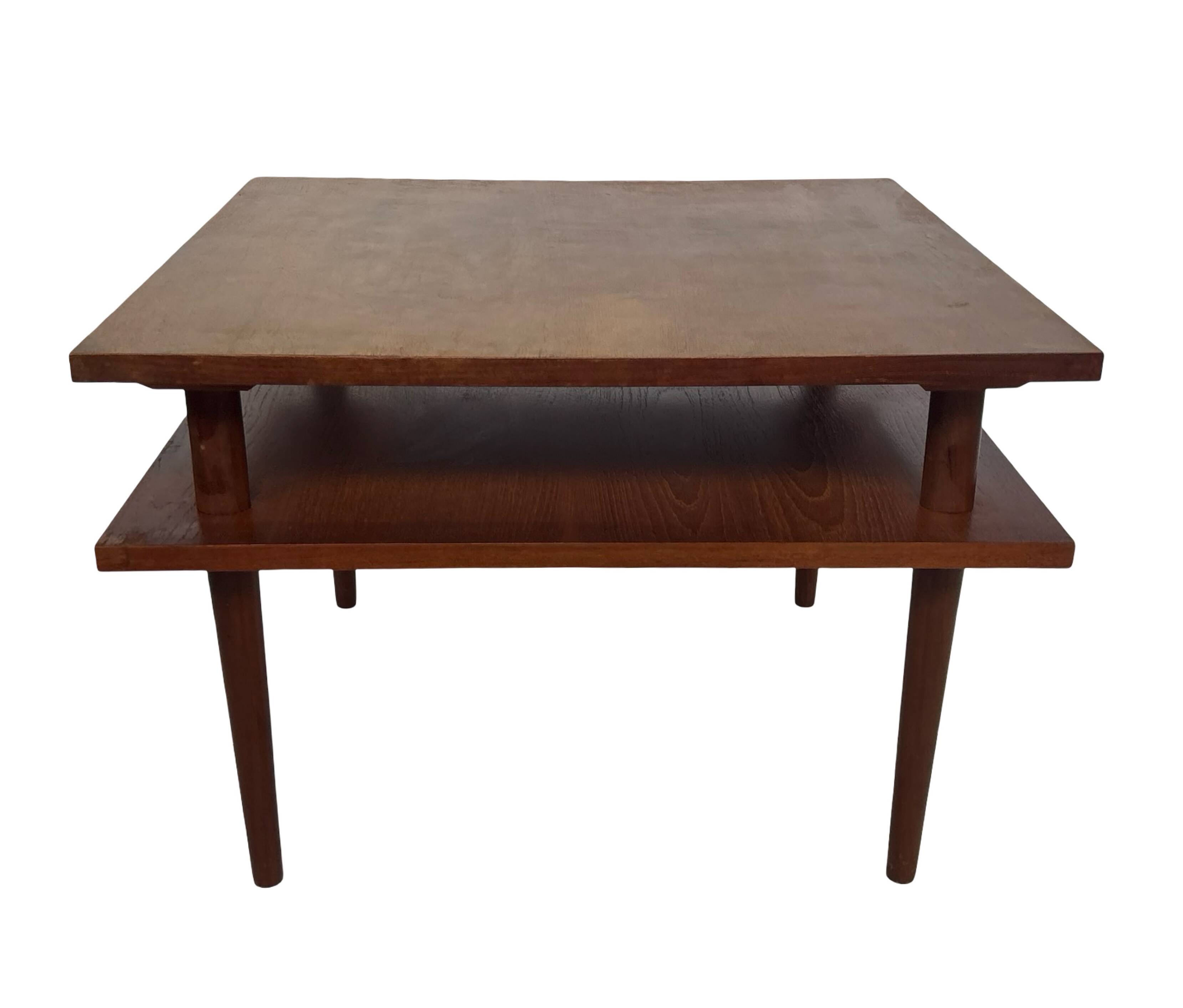 Vintage square coffee table in teak veneer, 1960s design
