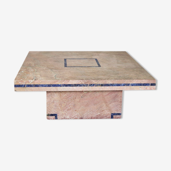 Table en marbre avec inserts en lapis-lazuli par Mario Sabot, années 70