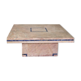 Table en marbre avec inserts en lapis-lazuli par Mario Sabot, années 70