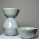 4 vintage Chinese rice bowls in celadon porcelain from the 70s-80s with reliefs of koi carp.