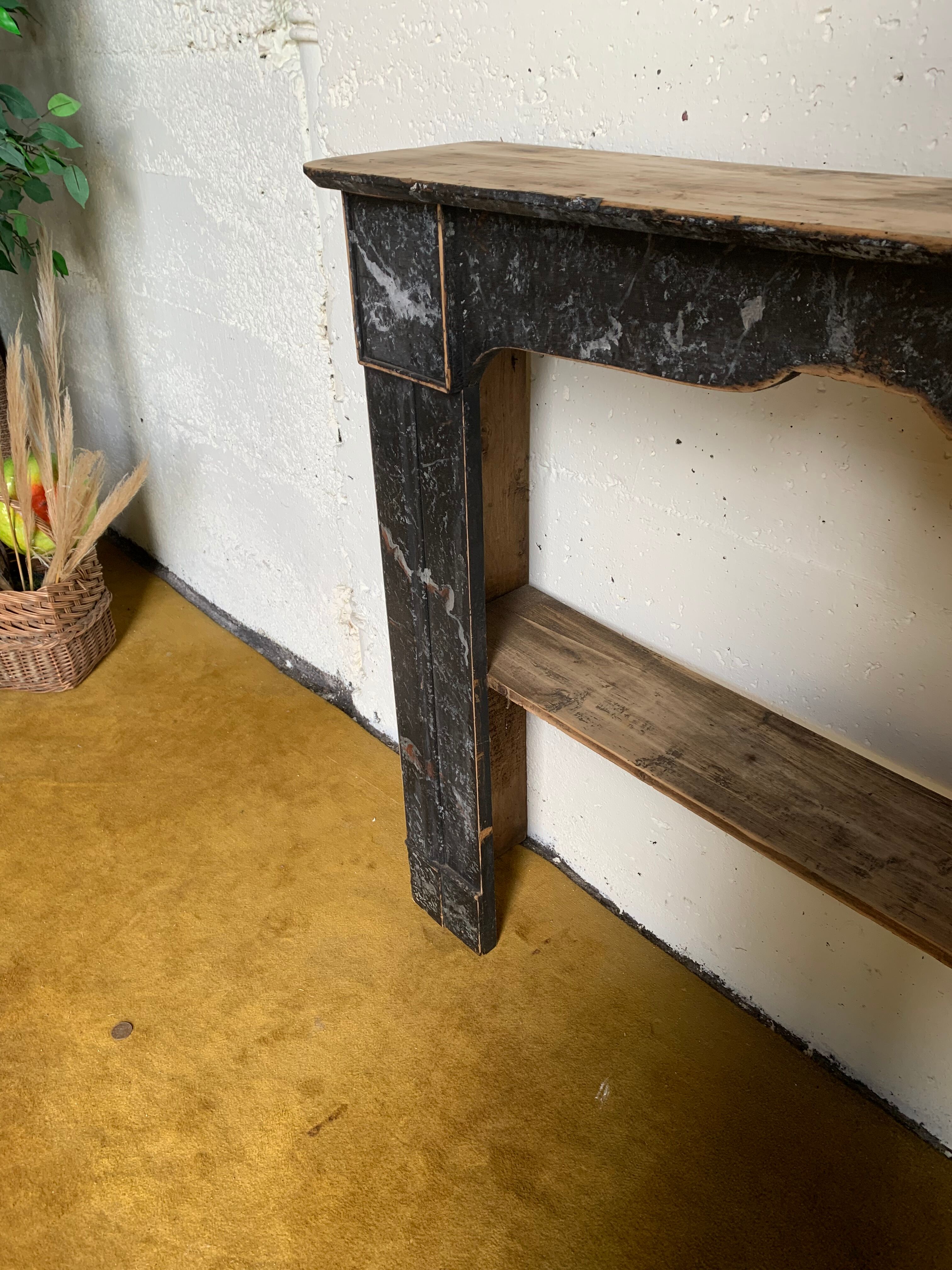 Shelf fireplace mantle.