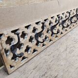 teak wall coat rack with 7 double cast iron hooks