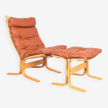 Mid-Century Norwegian Siesta Lounge Chair & Ottoman by Ingmar Relling for Westnofa, 1960s, Set of 2