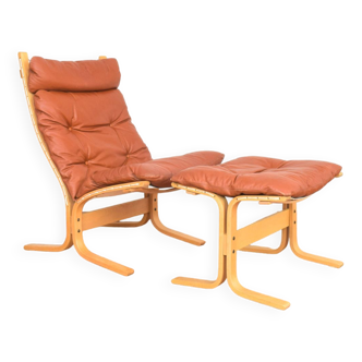 Fauteuil Siesta Mid-Century et Ottomane par Ingmar Relling pour Westnofa, Norvège, 1960s, Set de 2