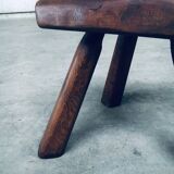 Small Tripod Oak Side Table / Stool, Belgium, 1950s