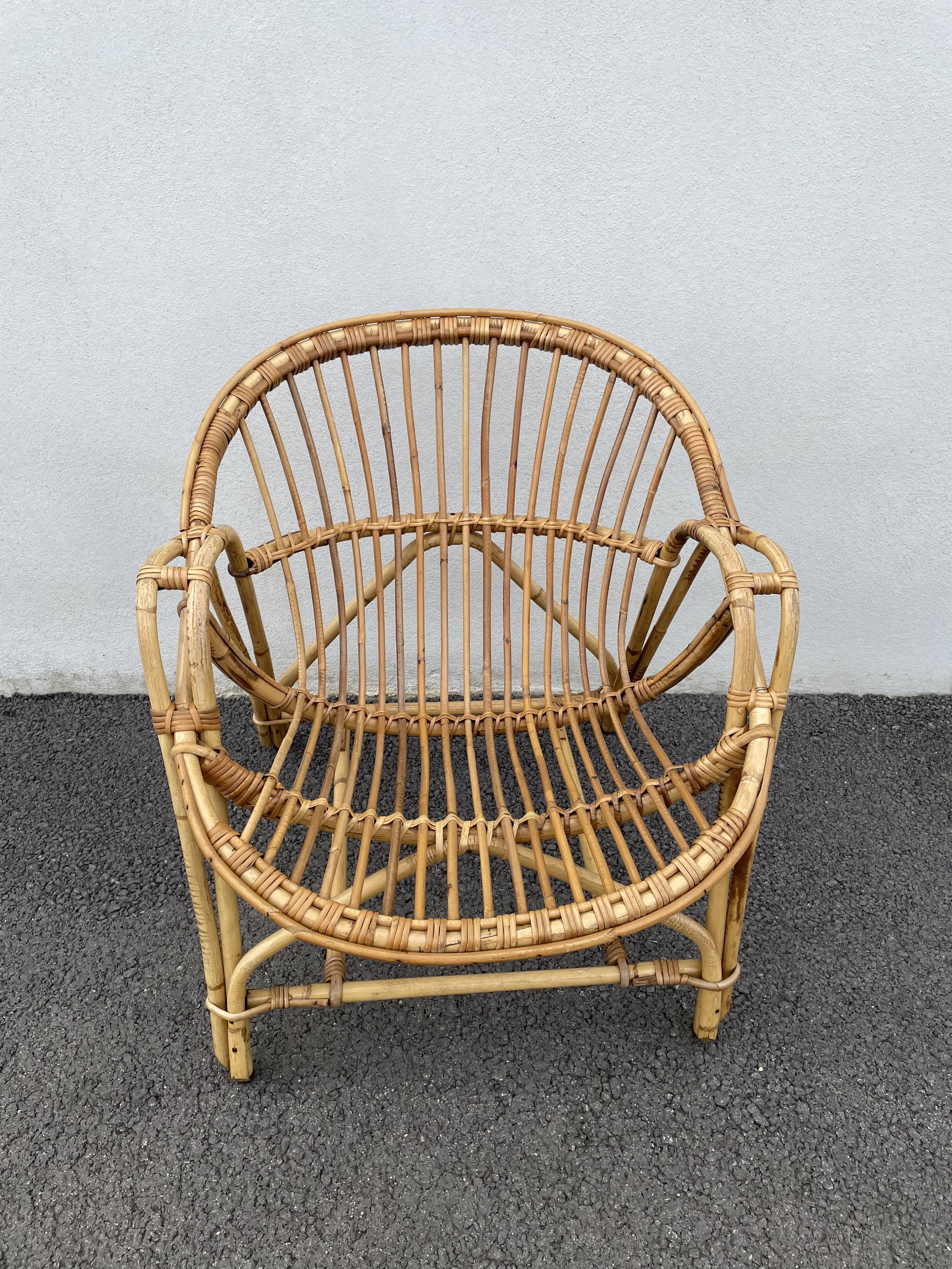 Rattan basket armchair