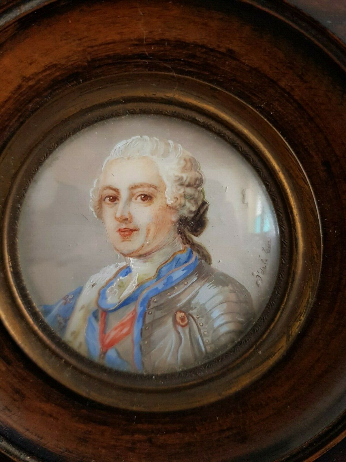 Ancienne peinture miniature signée du XIXème