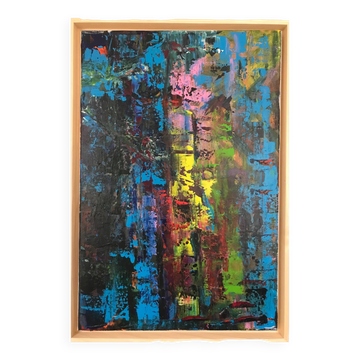 Abstract composition. Oil on canvas monogrammed.