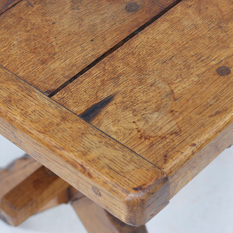 Rustic Oak Brutalist Vintage Dining Table