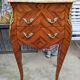 Curved chest of drawers with 2 drawers in rosewood, marble and bronze marquetry, Louis XV style
