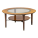 Sculptural coffee table in walnut and glass, Italy, 1950.