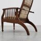 Arts & Craft oak armchair with spindle sides and tweed upholstery, Belgium