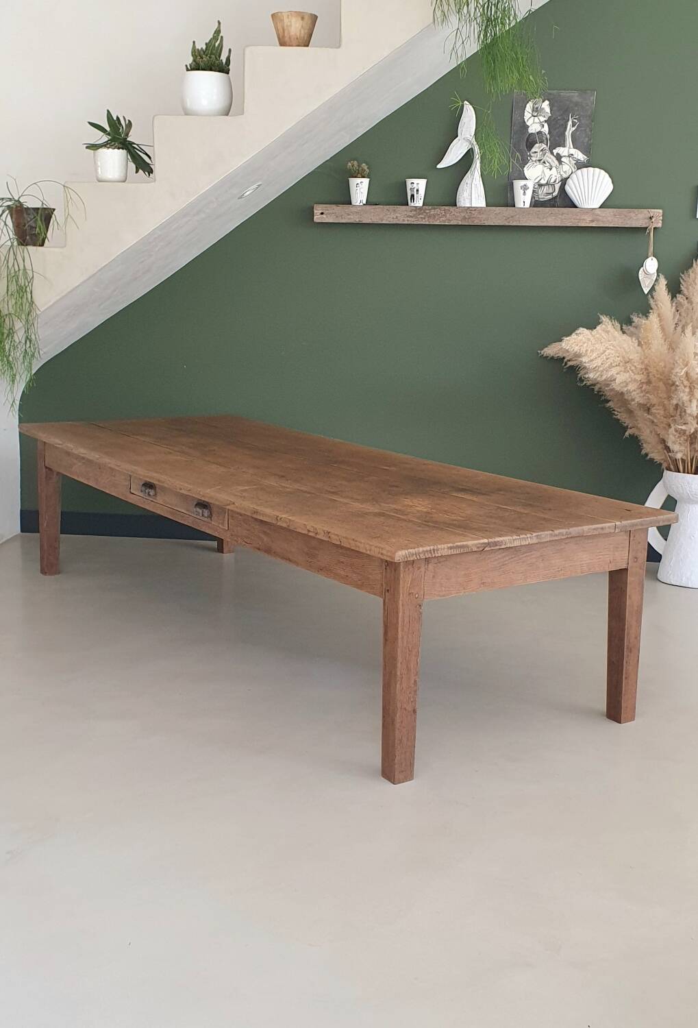 Grande table basse de ferme ancienne 220cm
