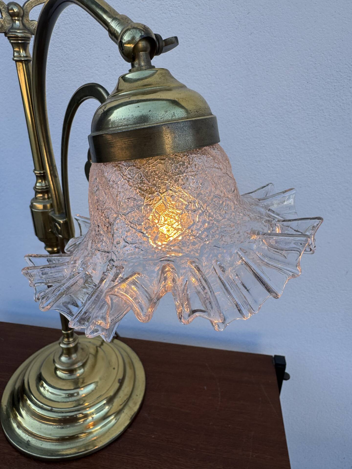 Swan neck brass lamp Art Nouveau