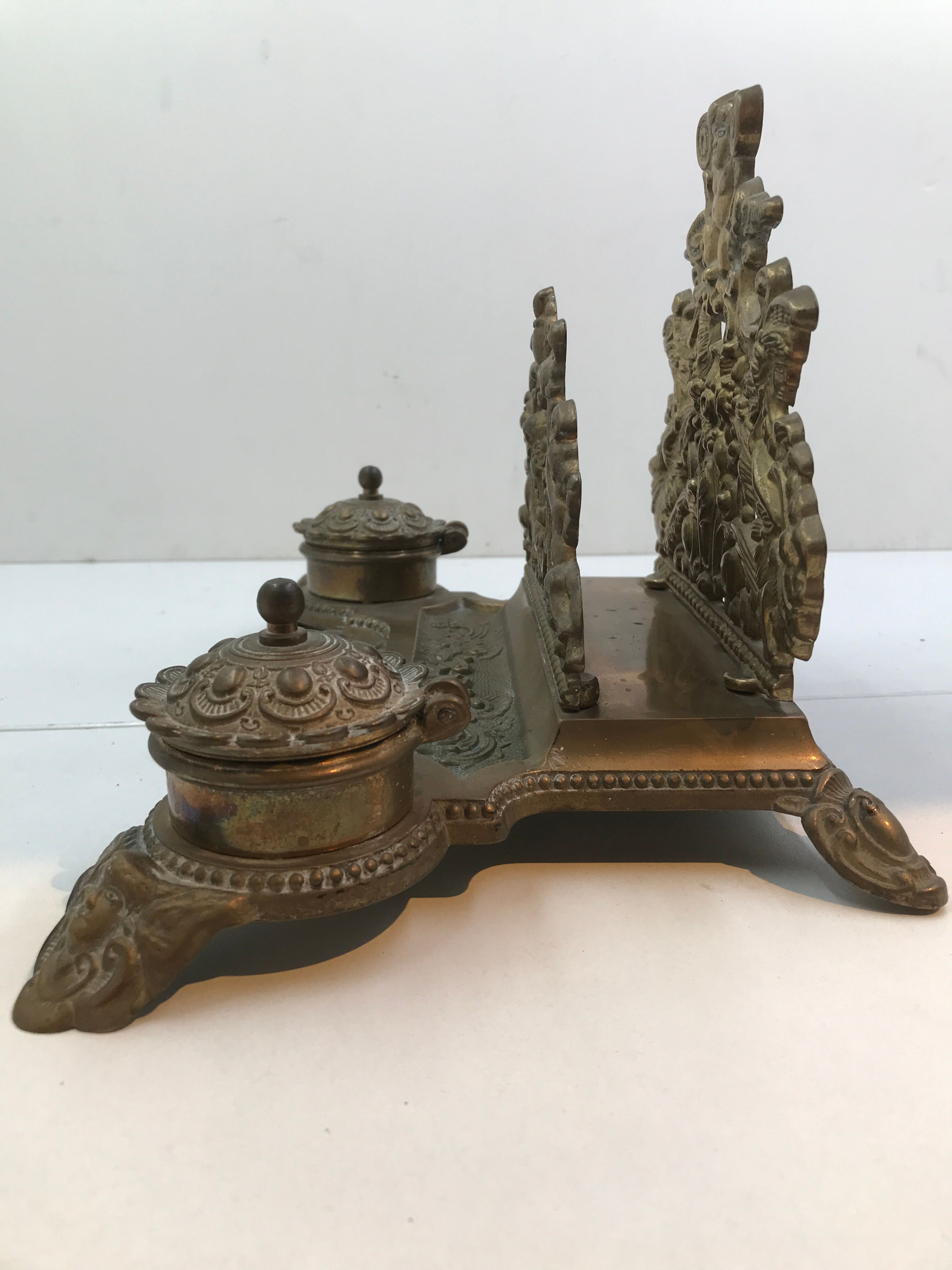 Brass inkwell