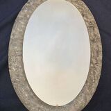 Erco large oval illuminated wall mirror in melted ice acrylic, 1970s