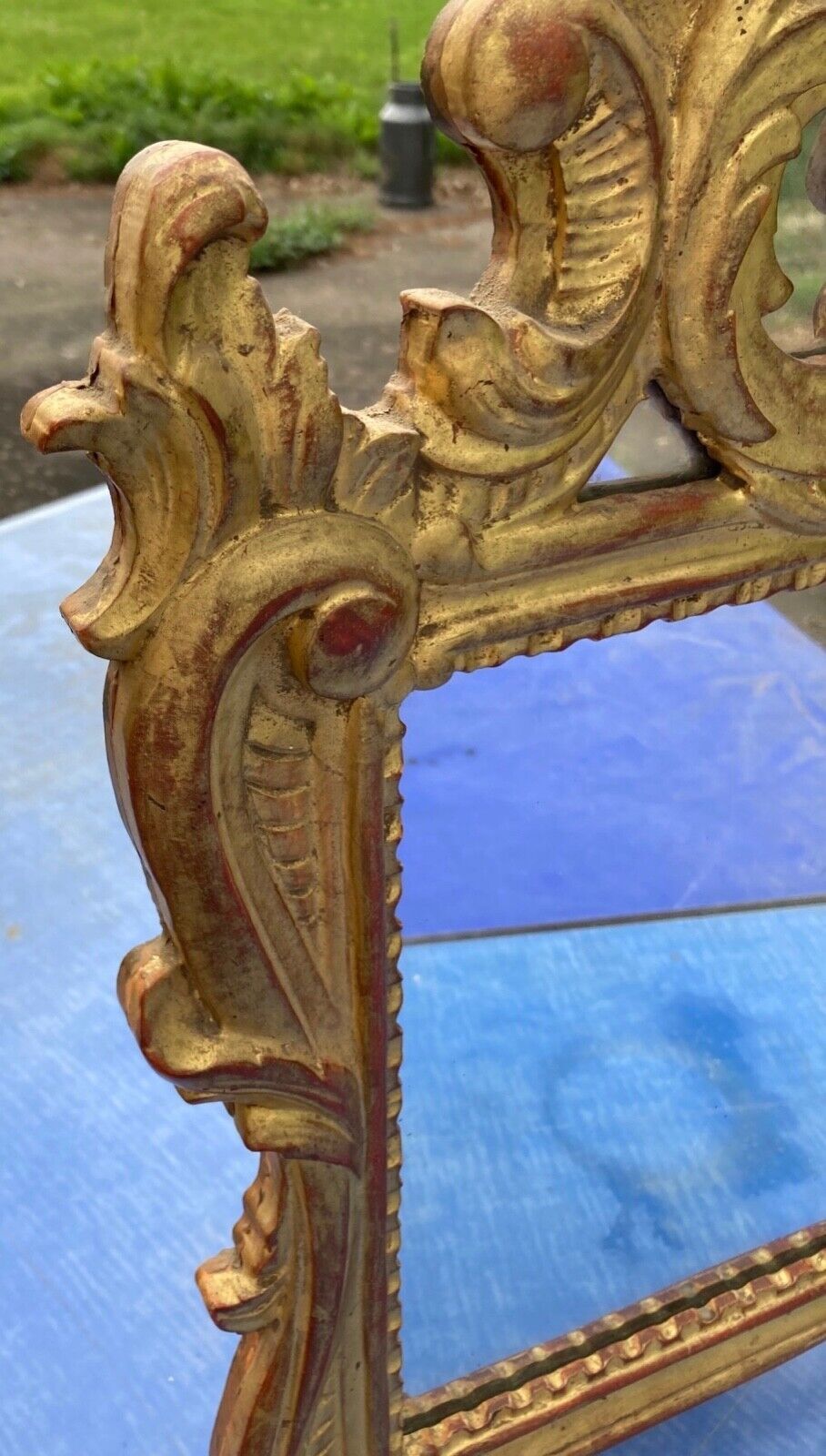 Carved and gilded wooden mirror with mercury ice sheet, Louis XV XVIIIth