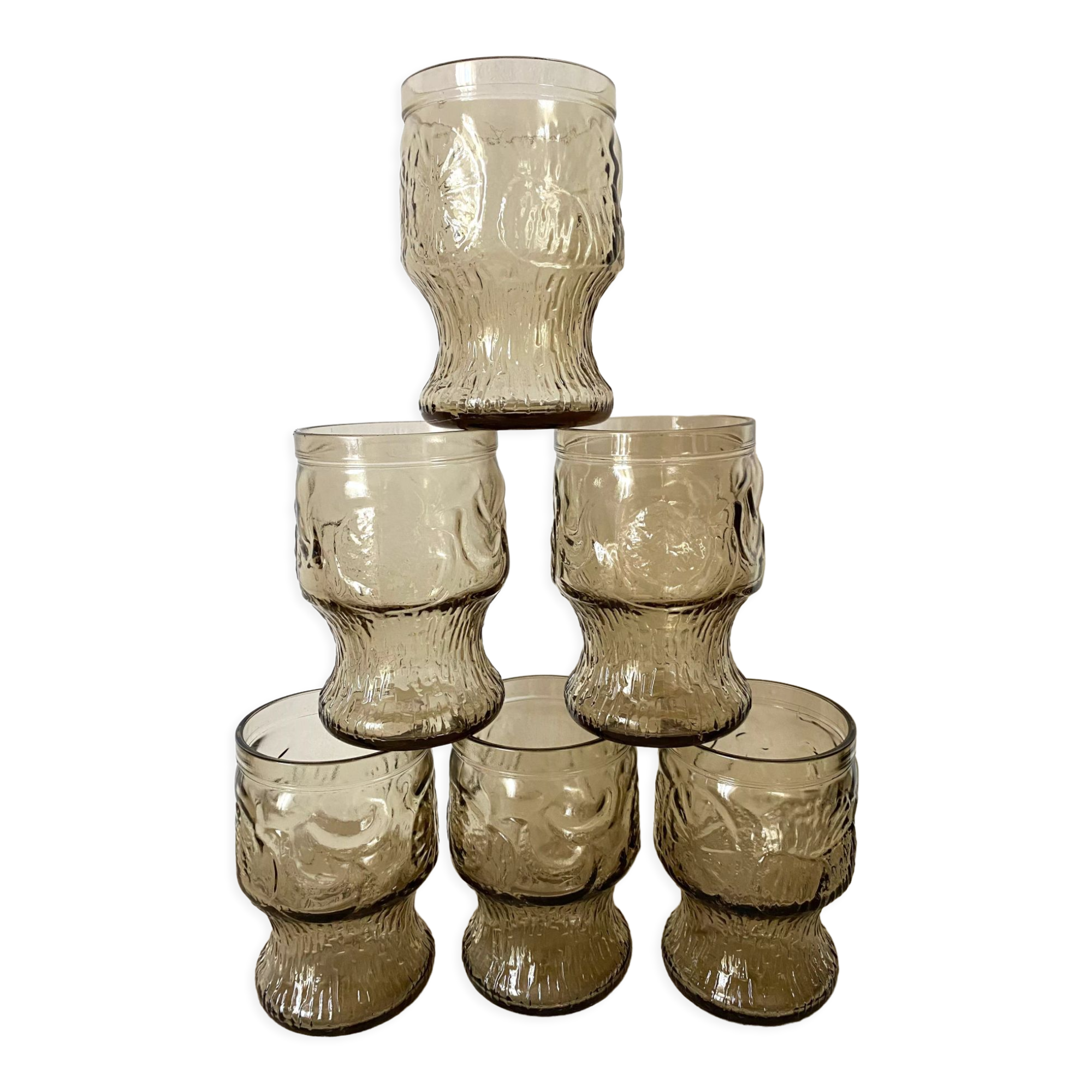 Vintage high glasses in smoked glass