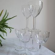 Set of 6 cut glass wine glasses