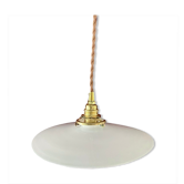 Vintage suspension lamp in white opaline electrified to nine
