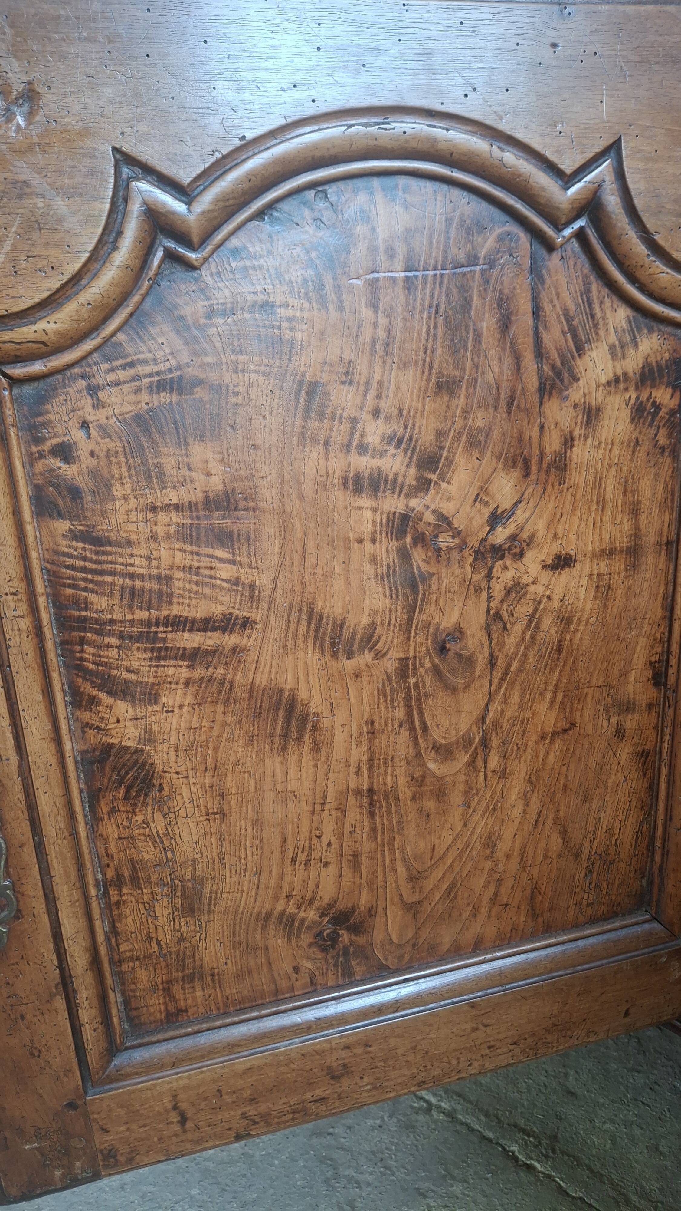 Large buffet in Louis XV style, solid oak & burl, with wrought iron hardware from the 16th century.