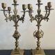 Pair of five-light gilded bronze candelabras, Napoleon III, 19th century.