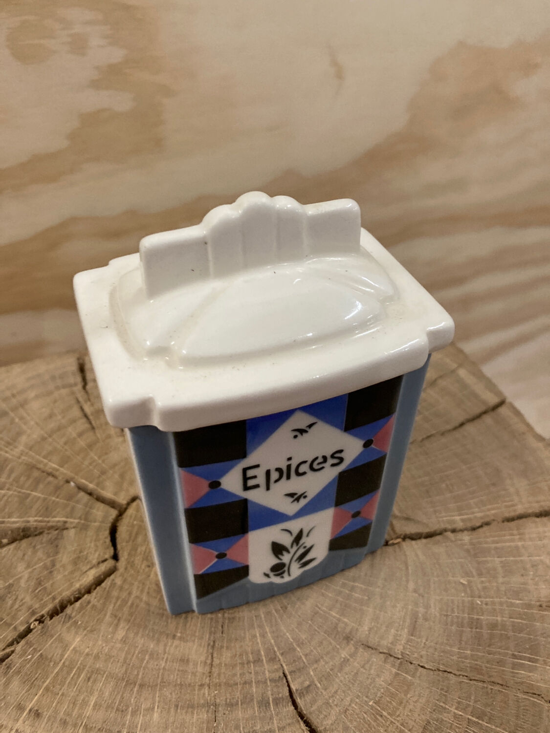 Covered earthenware spice pot 1930 art deco Ditmar Urbach