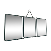 Vintage mirror 1950 gray peacock barber triptych - 22 x 50 cm