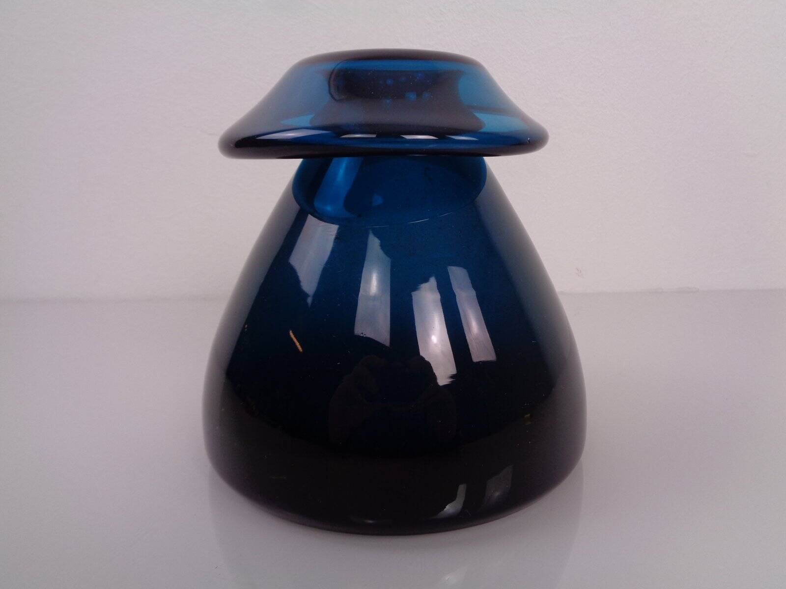 Hand-blown blue glass vase, Italy, 1960s