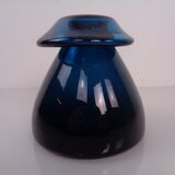 Hand-blown blue glass vase, Italy, 1960s