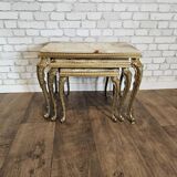 Regency style nesting tables onyx and brass