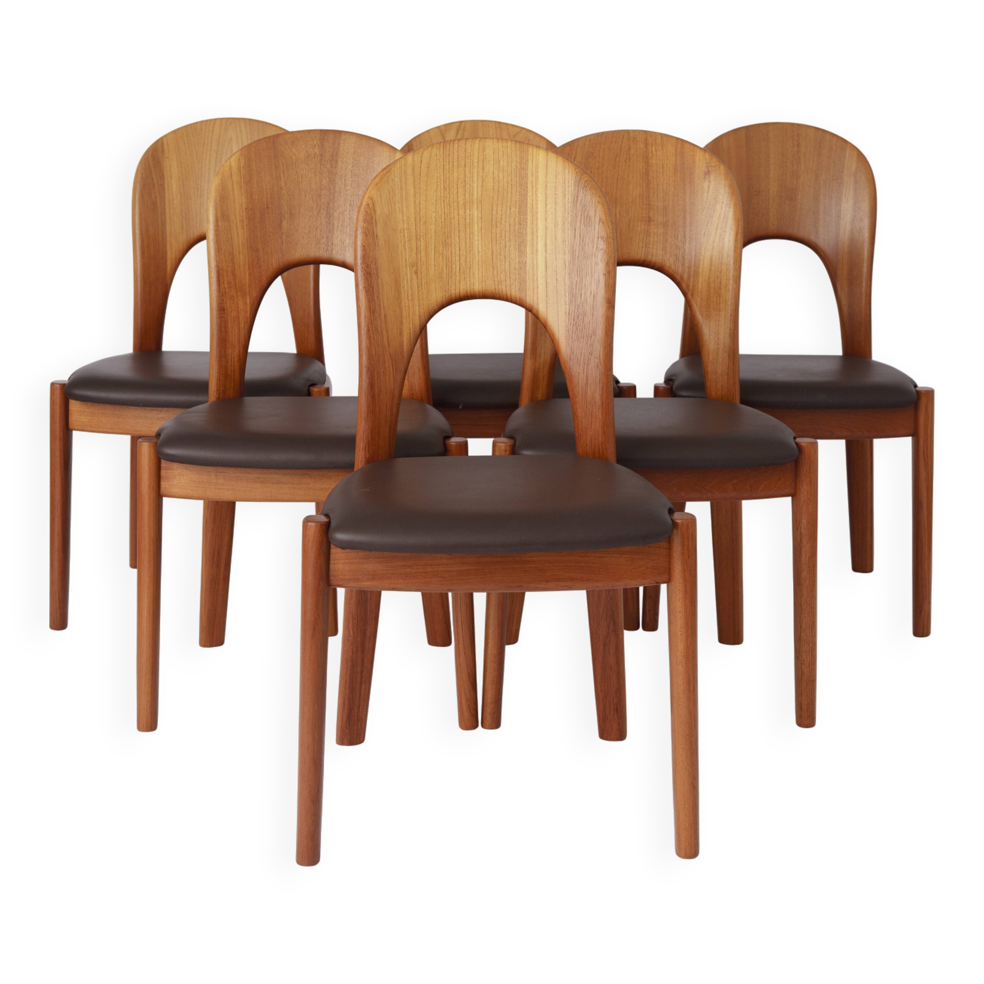 6 Vintage Chairs Niels Koefoed 1970s Teak Danish