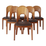 6 Vintage Chairs Niels Koefoed 1970s Teak Danish