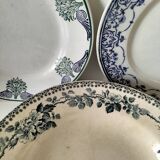 Set of 7 ironstone plates with floral friezes from the late 19th to early 20th century.