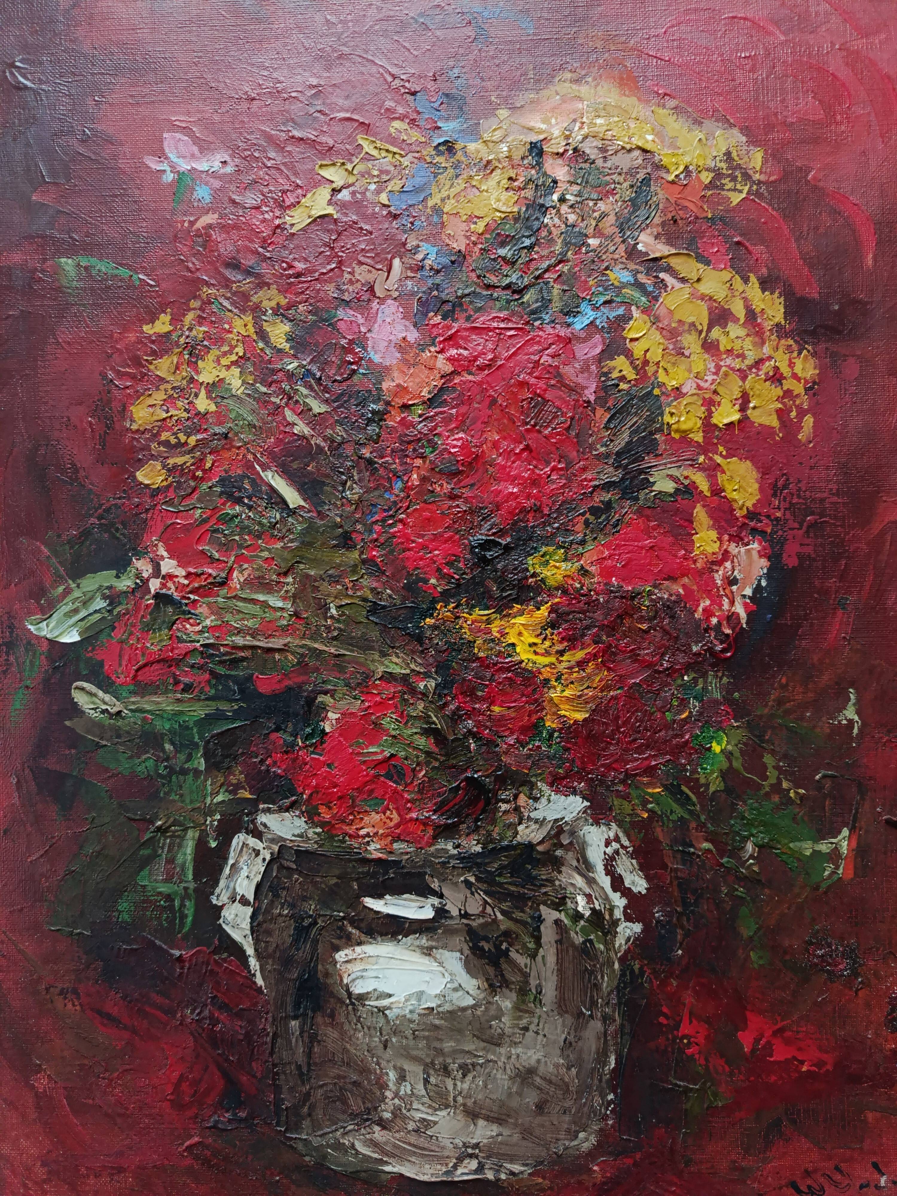 Hst still life bouquet flower in vase by willy jager 1960 germany 1960