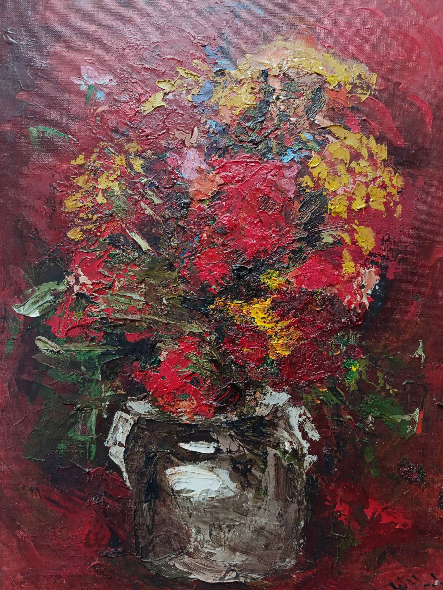 Hst still life bouquet flower in vase by willy jager 1960 germany 1960