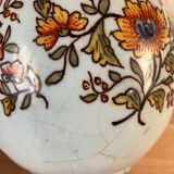 Old vase with floral motif inspired by desvres earthenware