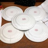 5 assiettes à dessert rouges et blanches en grès de W H Grindley