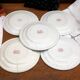 5 assiettes à dessert rouges et blanches en grès de W H Grindley