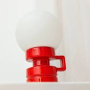 Red ceramic table lamp from Italy (1970s) with white opal glass shade - mid-century design