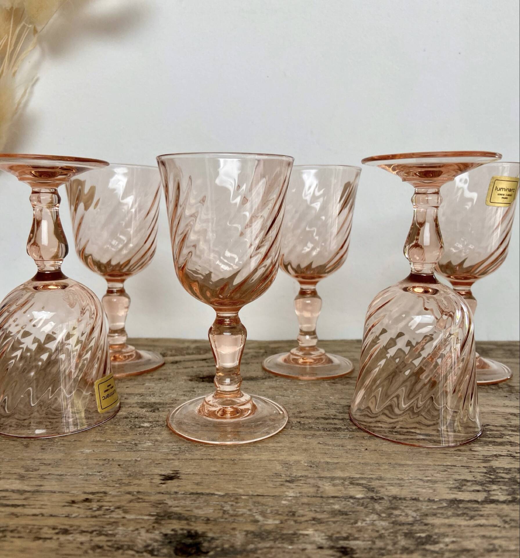 6 "Rosaline" vintage liqueur glasses by Luminarc