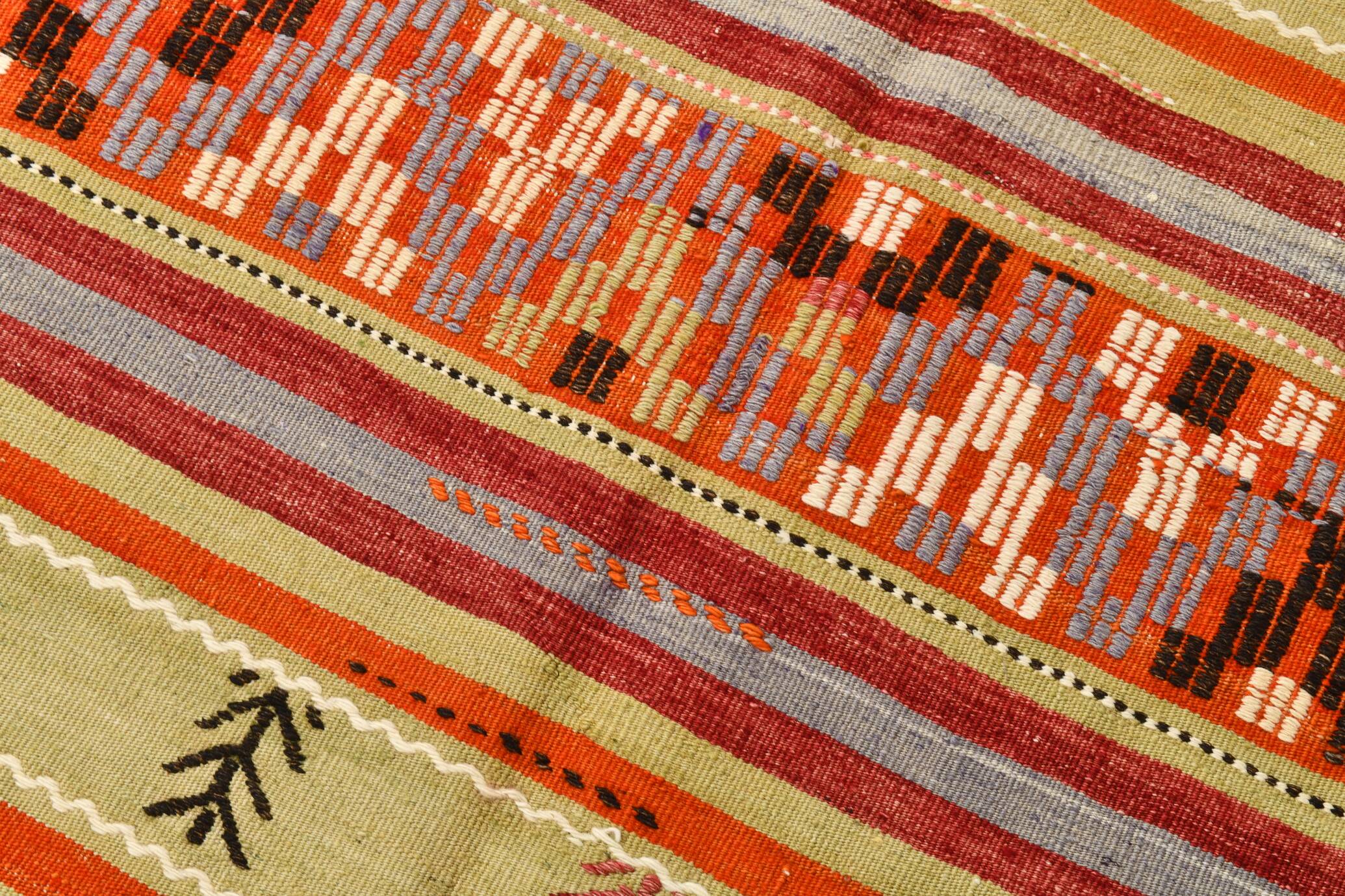 6x12 Soft Orange & Red Turkish Kilim Rug, 180x340Cm