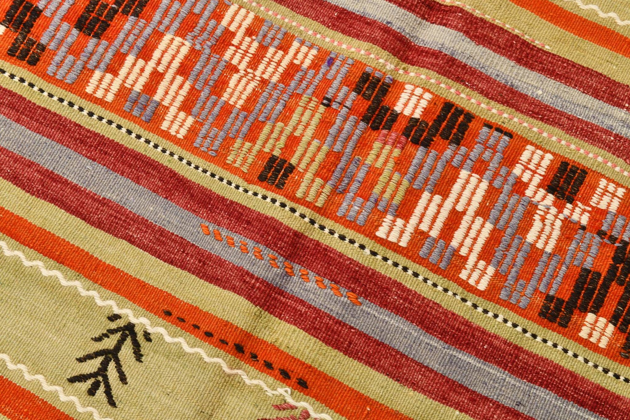 6x12 Soft Orange & Red Turkish Kilim Rug, 180x340Cm